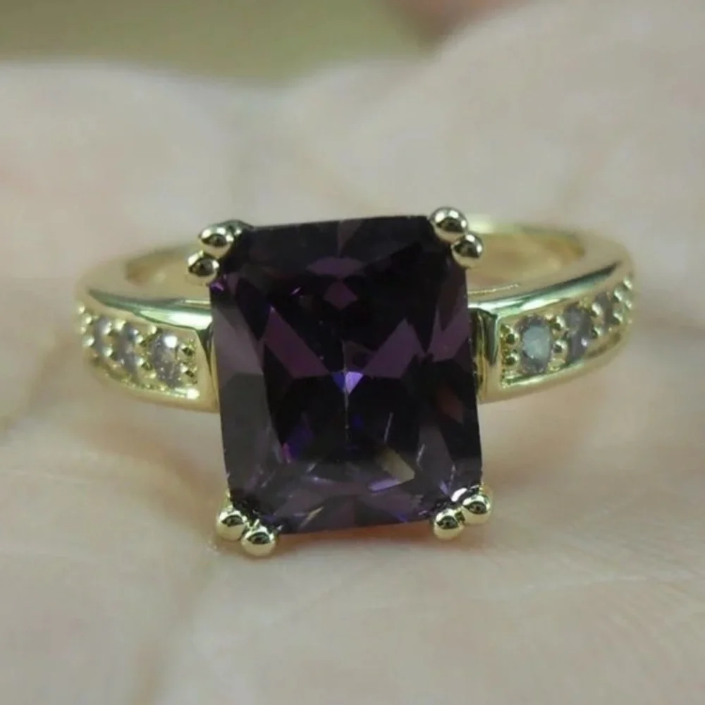 New Square Step Cut 1 7/8ct Mystic Topaz Diamond Ring in 14K Yellow Gold